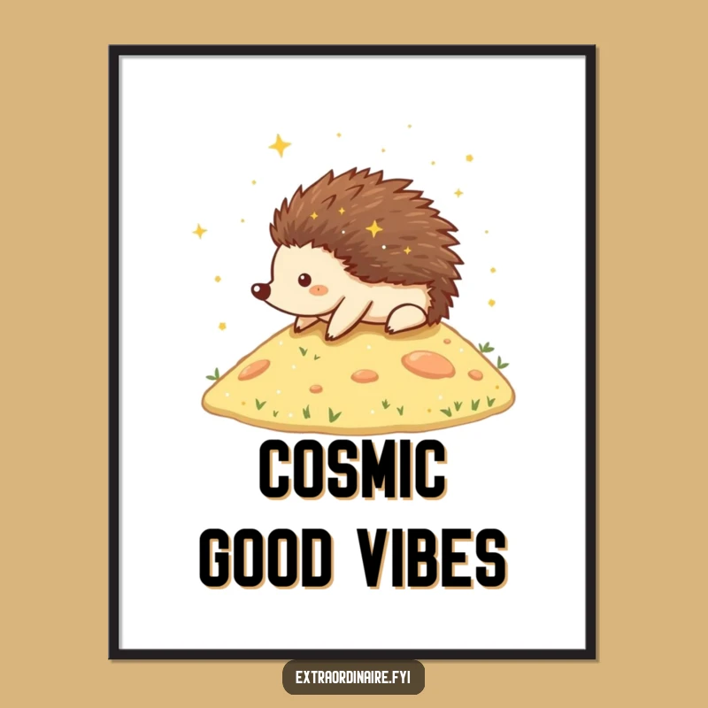 Funny Hedgehog Stardust Poster: Magical Rolling Critter Art, Perfect Wall Decor Gift