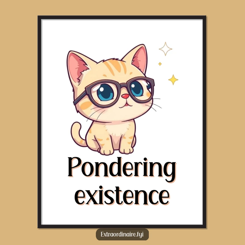 Curious Cat Stargazer Poster: Inspire Wonder on Your Walls, Artistic Funny Gift