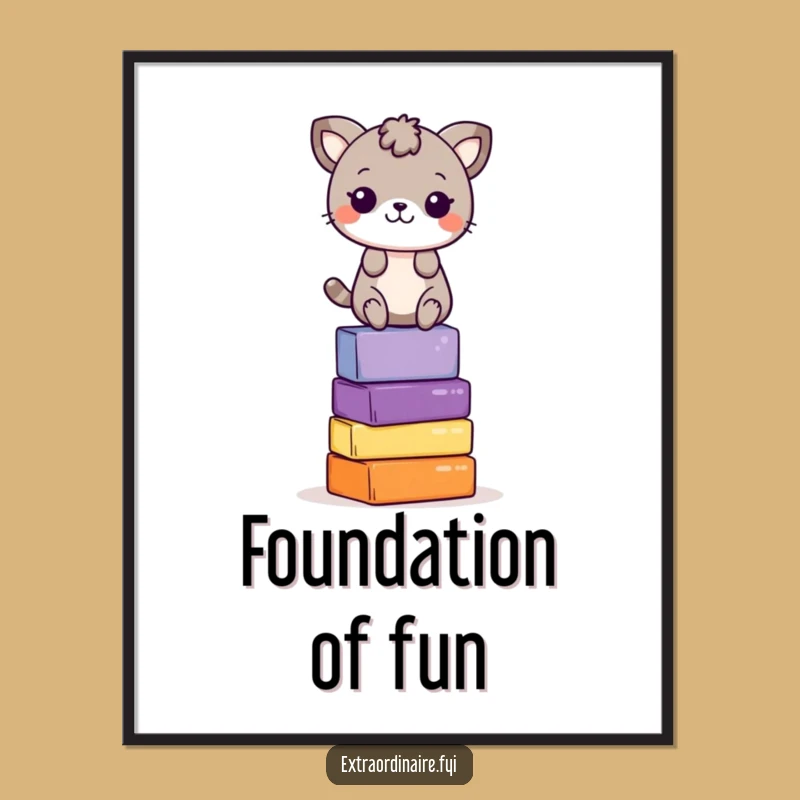 Funny Balancing Animal Poster: Whimsical Wall Art Funny Decor Gift