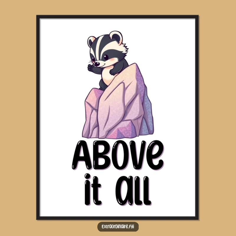 Funny Badger Mountain Poster: Hilarious Wall Art for the Determined Explorer