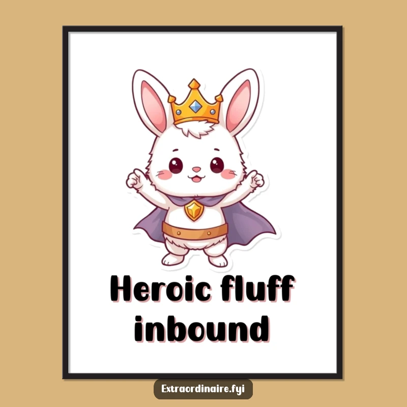 Funny Bunny Hero Poster - Adorn Your Walls with Royal Bravery