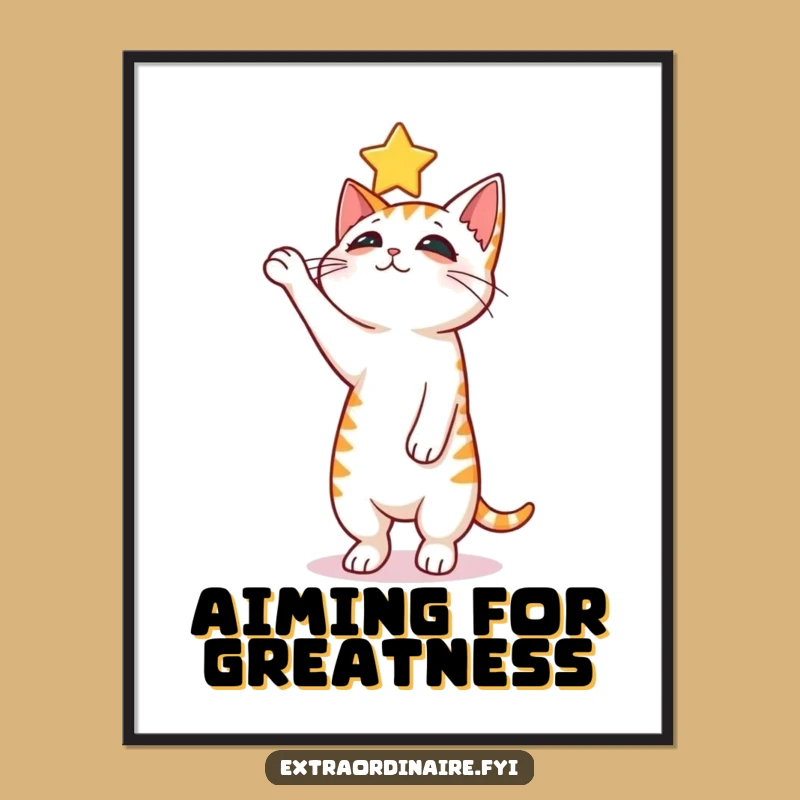 Funny Curious Cat Poster - Inspire Your Space with Starry Ambition