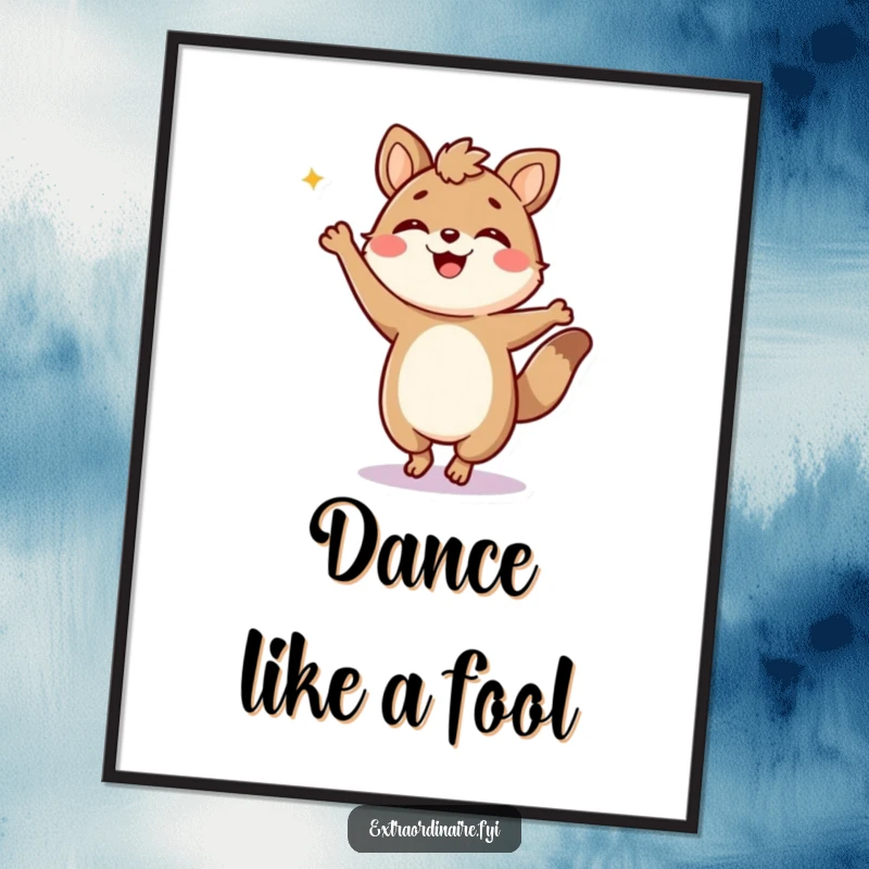 Funny Poster: A jubilant animal character is shown performing a silly, high-energy dance, radiating pure fun and movement.