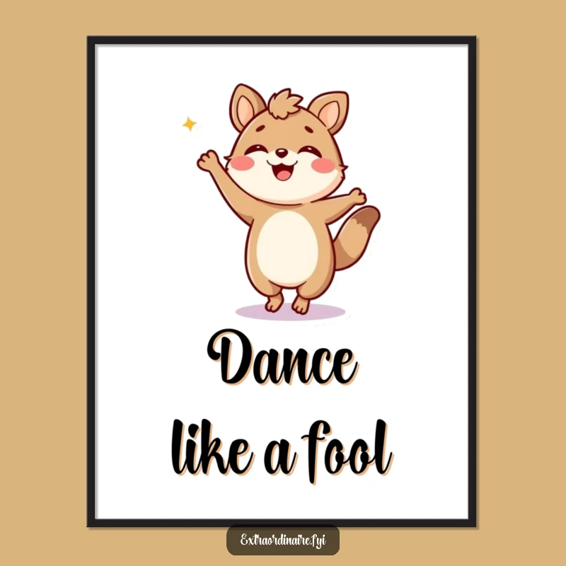 Funny Dancing Animal Poster: Energetic Wall Art Funny Decor Gift