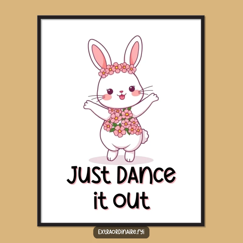 Funny Dancing Rabbit Garland Poster - Bring Joyful Art Home
