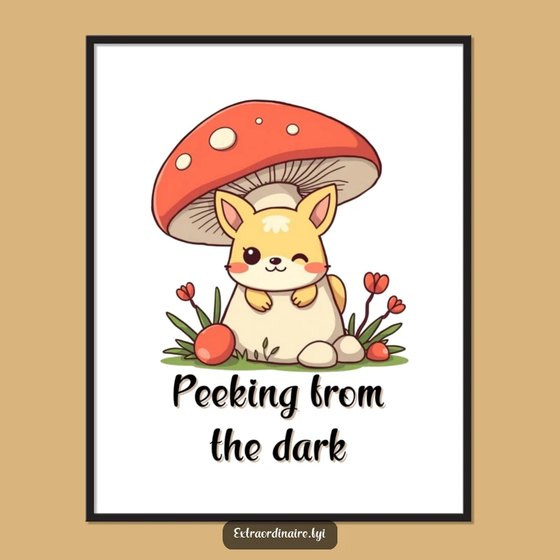 Funny Mischievous Animal Poster - Peekaboo Character Wall Art, Unique Gift