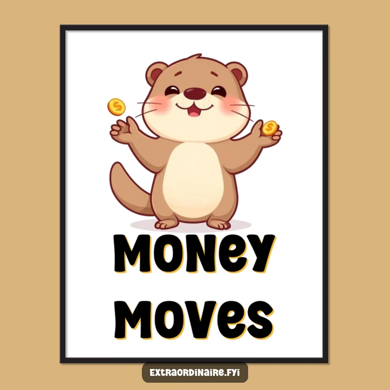 Funny Otter Juggling Poster - Whimsical Art for Playful Spaces