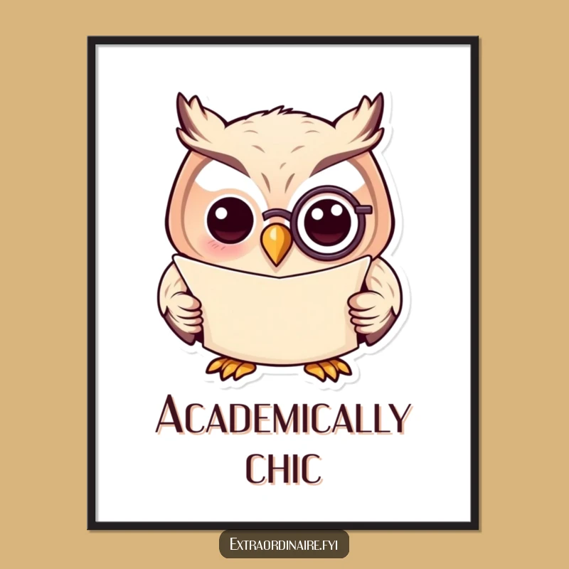 Funny Owl Monocle Poster: Sophisticated Literary Wall Art for the Witty