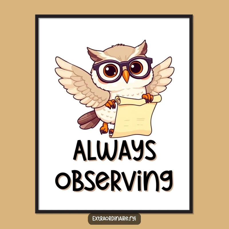 Funny Owl Scholar Poster: Adorn Your Walls with Wisdom and Humor