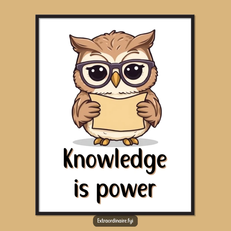 Funny Owl Scholar Poster: Wise Wall Art for a Humorous & Intellectual Vibe