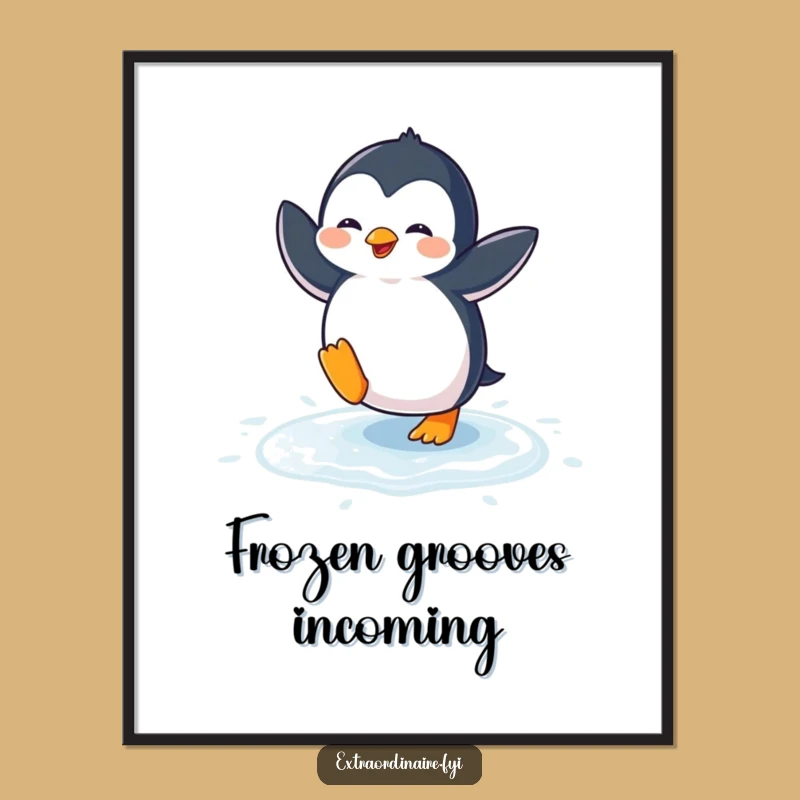 Funny Penguin Dance Poster: Hilarious Icy Moves for Wall Art