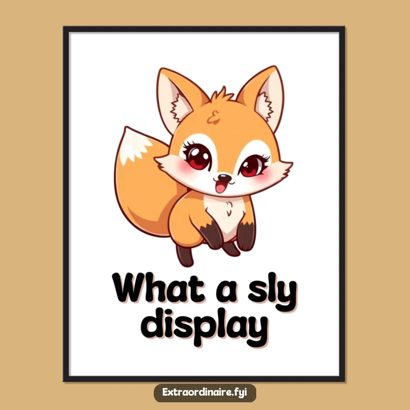 Funny Pouncing Fox Poster: Mischievous Critter Art, Perfect Wall Decor Gift