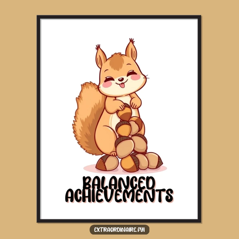 Funny Squirrel Acorn Poster: Hilarious Wall Art for Nature and Humor Lovers