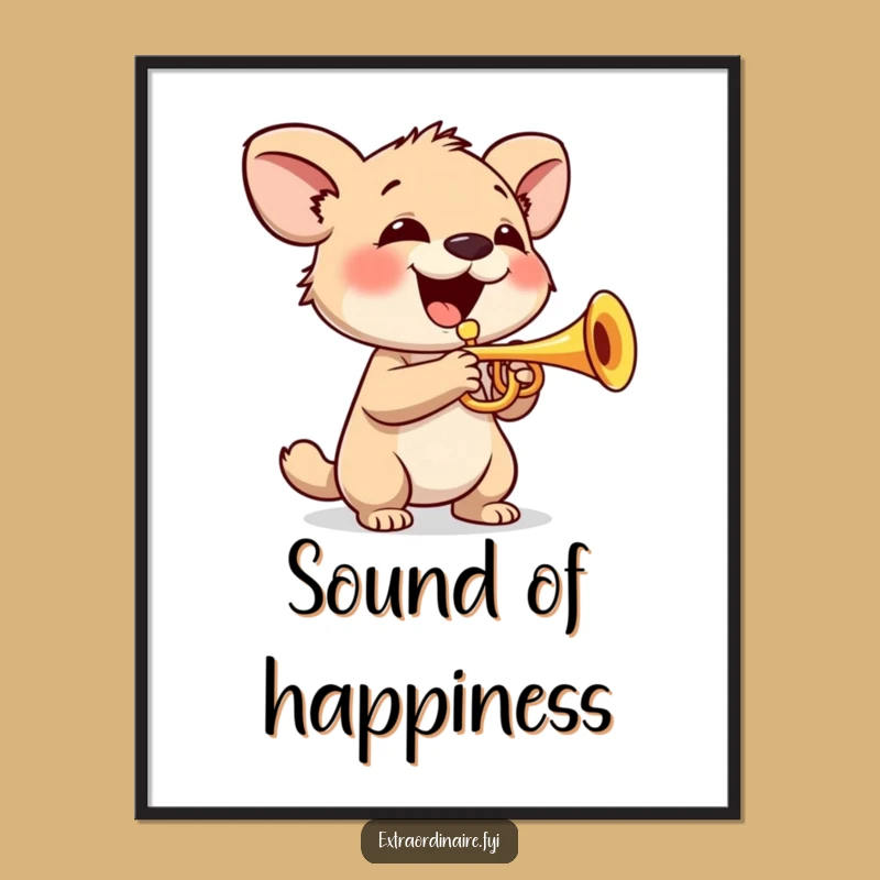 Funny Trumpet Animal Poster: Musical Wall Art Funny Decor Gift