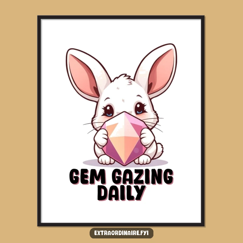 Funny Rabbit Gem Poster: Whimsical Wall Art, Perfect Gift