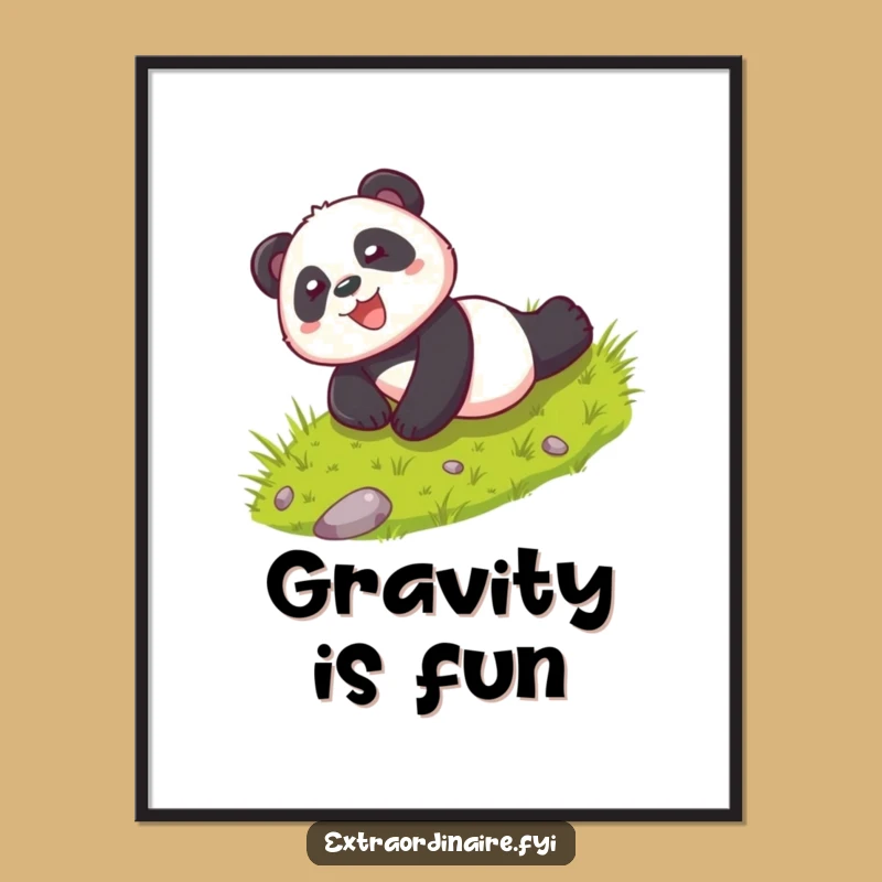 Funny Playful Panda Rolling Poster: Bring Joyful Fun Home as a Gift