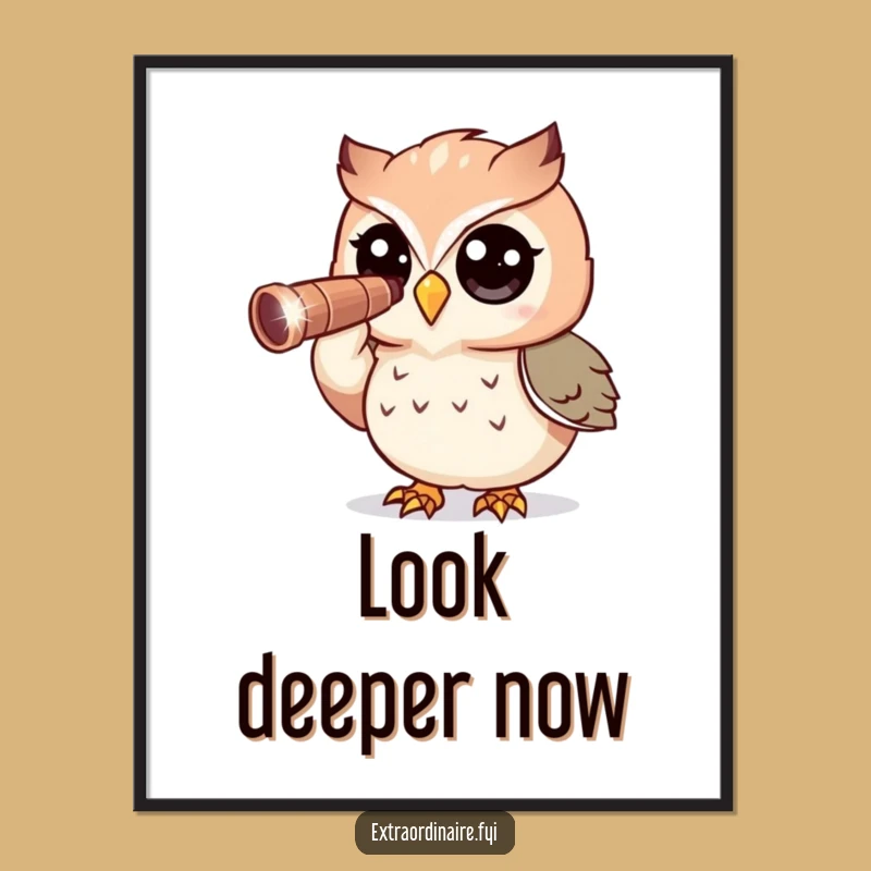 Funny Owl Poster: Curious Stargazer Art - Hilarious Wall Decor Gift