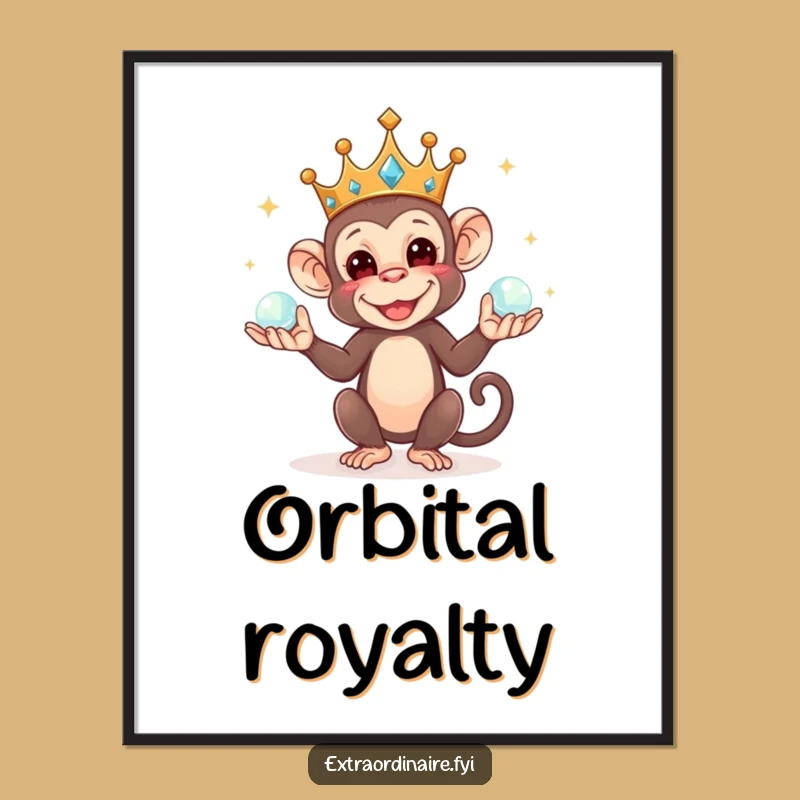 Mischievous Monkey Juggler Poster: Add Regal Fun to Your Walls, Quirky Funny Gift