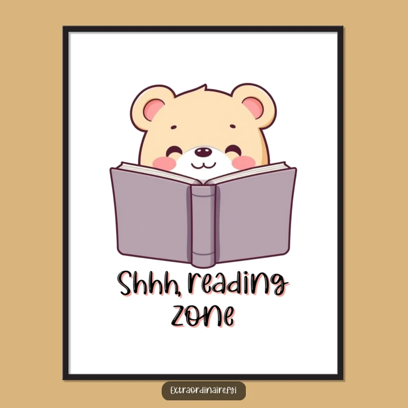 Funny Bear Reading Poster: Hilarious Literary Wall Art for Book Lovers