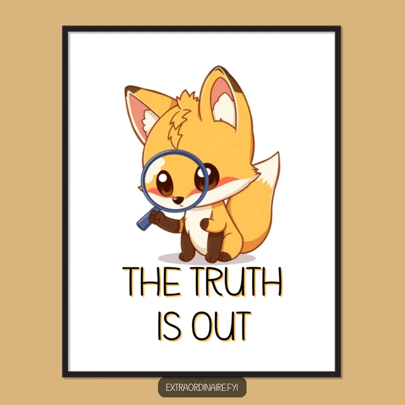 Funny Fox Magnifying Glass Poster - Quirky Wall Art for a Laugh