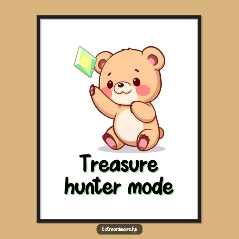 Funny Bear Cub Gem Poster: Playful Art for Whimsical Spaces