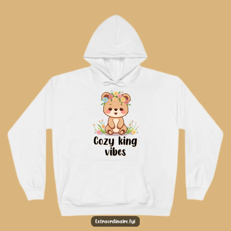 Cozy Funny Bear Cub Hoodie: Wildflower Happiness, Chic Funny Gift!
