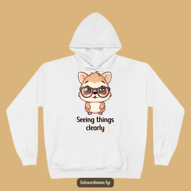 Cozy Funny Startled Animal Hoodie - Warm & Quirky Spectacle Sweatshirt