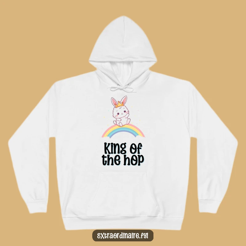 Funny Bunny Queen Hoodie: Cozy Rainbow Leap, Ultimate Funny Gift for Comfort