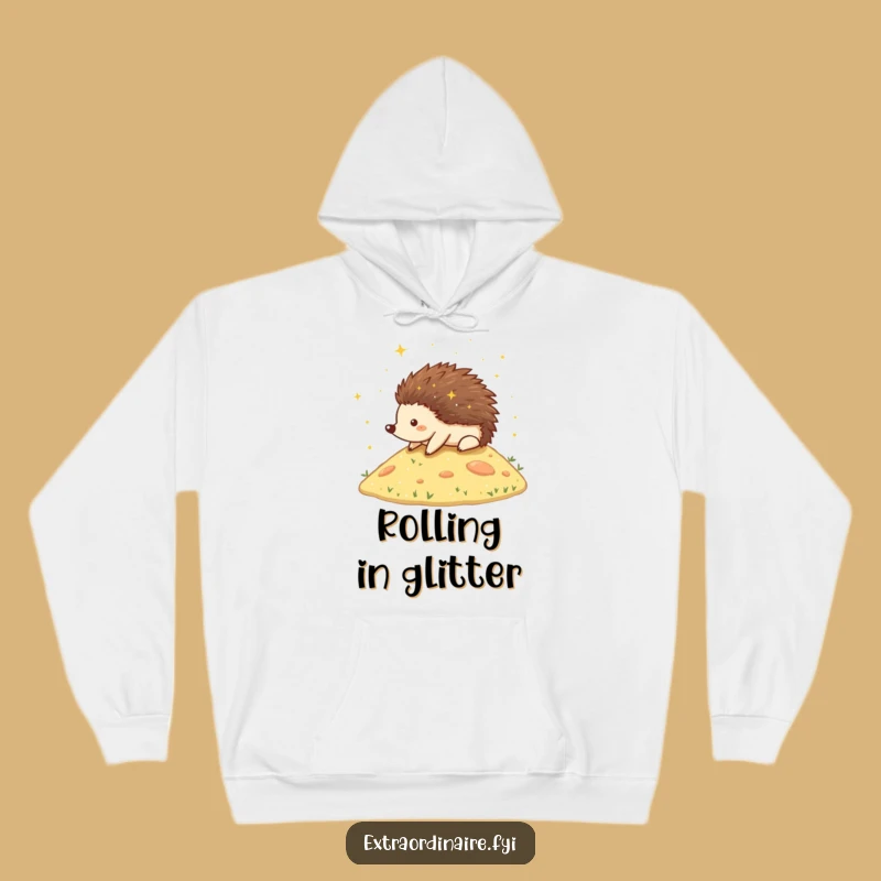 Funny Hedgehog Stardust Hoodie: Cozy Magical Rolling Critter Sweatshirt, Perfect Funny Gift