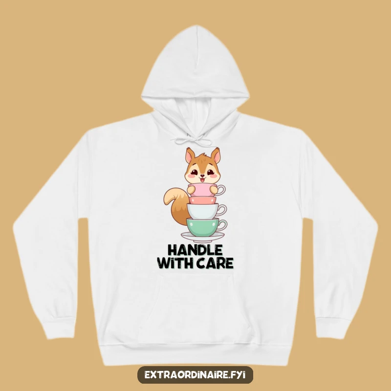 Funny Squirrel Teacup Balance Hoodie: Cozy Up with Whimsical Acrobat Comfort!