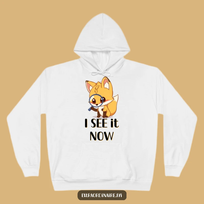 Cozy Funny Fox Magnifying Glass Hoodie - Warm & Humorous Animal Apparel