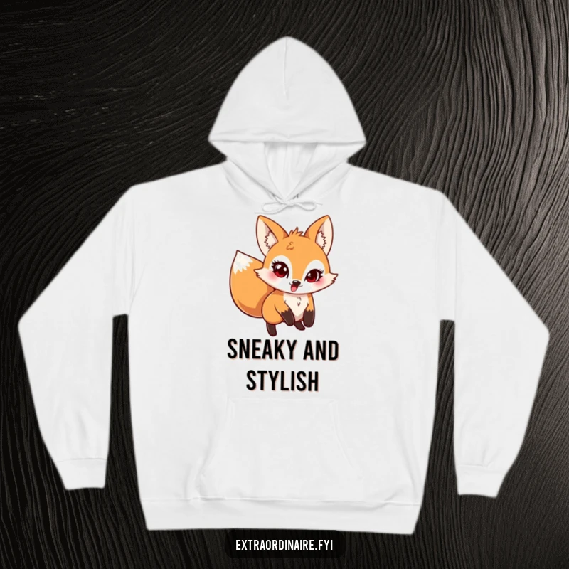 Funny Pouncing Fox Hoodie featuring a mischievous fox leaping with a cunning twinkle, offering warmth and a touch of playful stealth.