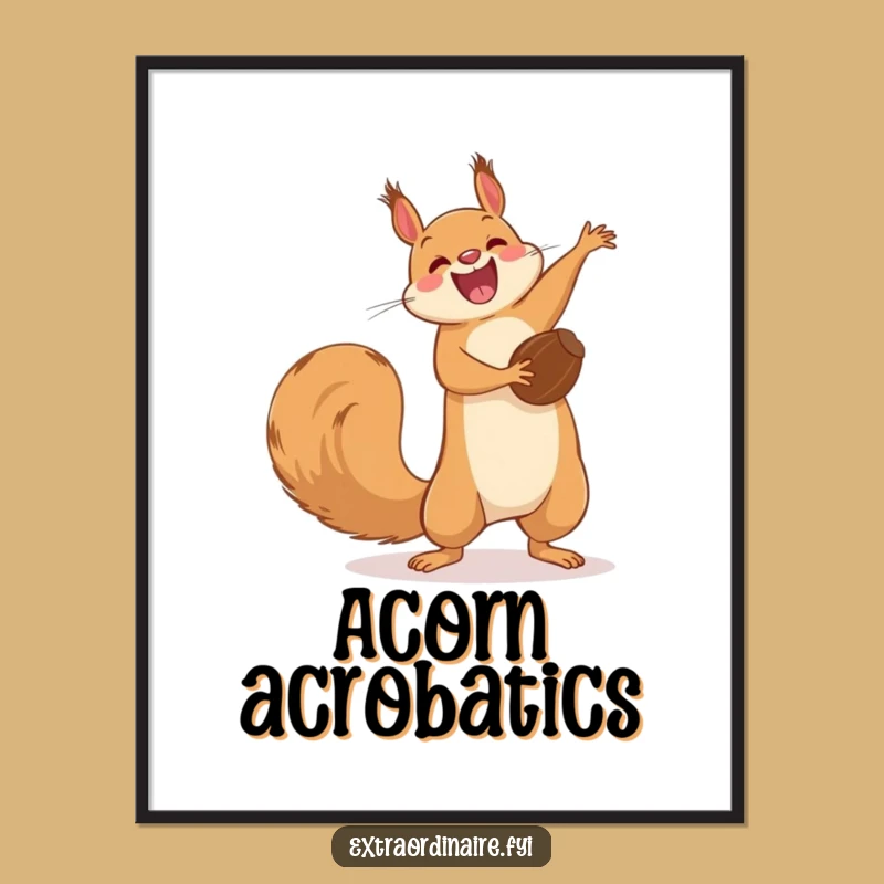 Funny Free Printable Squirrel Wall Art: Acrobatic Nut Animal Downloadable Decor