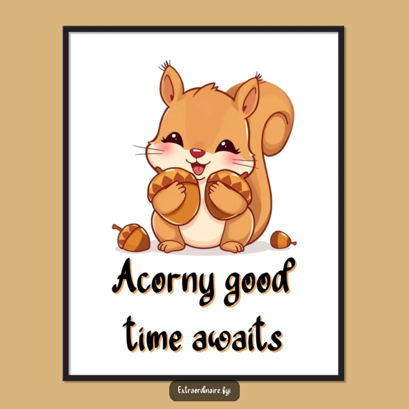 Funny Free Printable Wall Art: Squirrel Acorns Stocking Downloadable Art