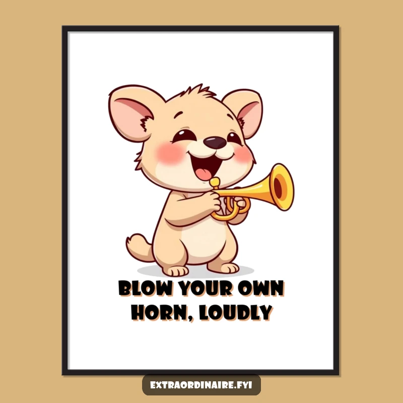 Funny Free Printable Wall Art: Animal Trumpet Player - Melodious Downloadable Decor