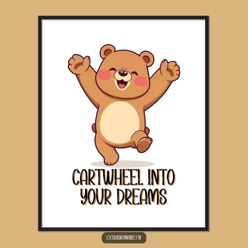 Elated Free Printable Wall Art: Dancing Bear Cartwheel - Fun Downloadable Decor!