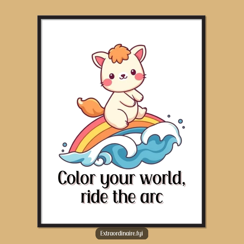 Free Printable Wall Art: Rainbow Animal Rider - Cheerful Downloadable Decor!