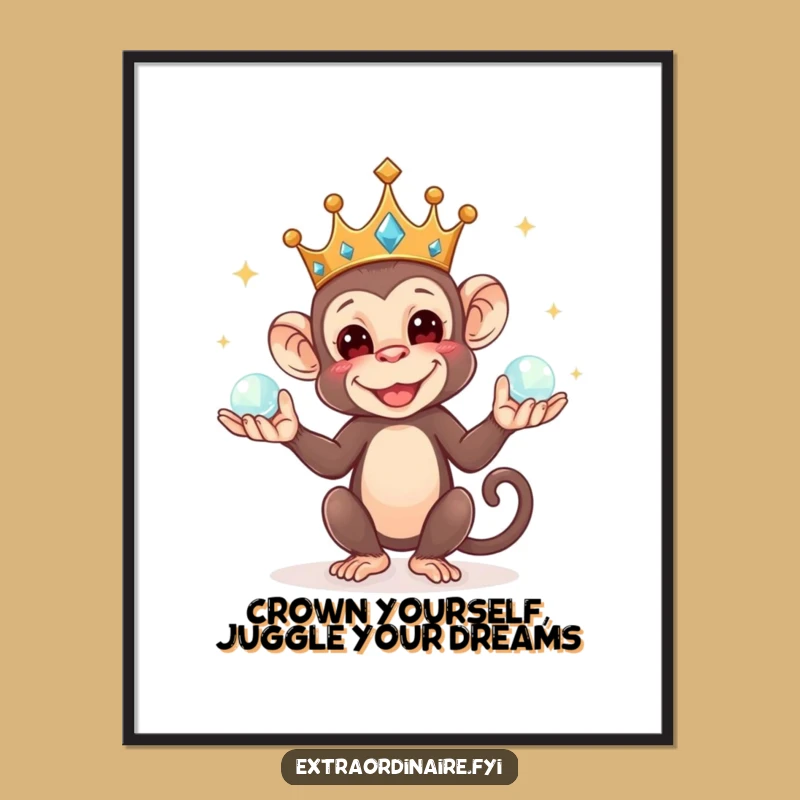 Funny Free Printable Juggling Monkey Wall Art - Royal Downloadable Decor!