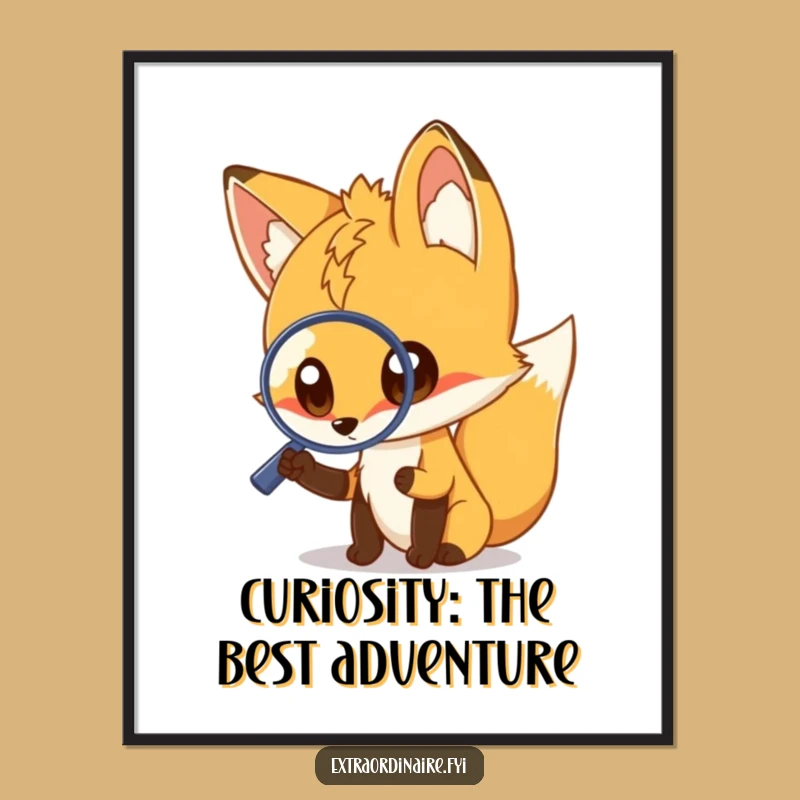 Funny Free Printable Wall Art: Curious Fox Investigating, Quirky Downloadable Decor