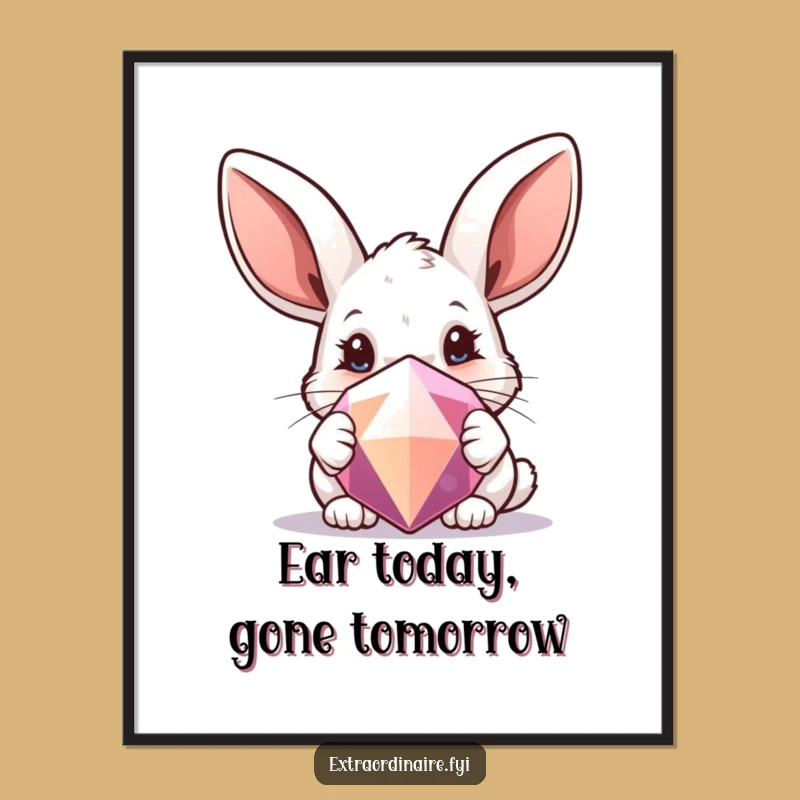 Free Printable Curious Rabbit Gem Funny Wall Art - Quirky Downloadable Decor