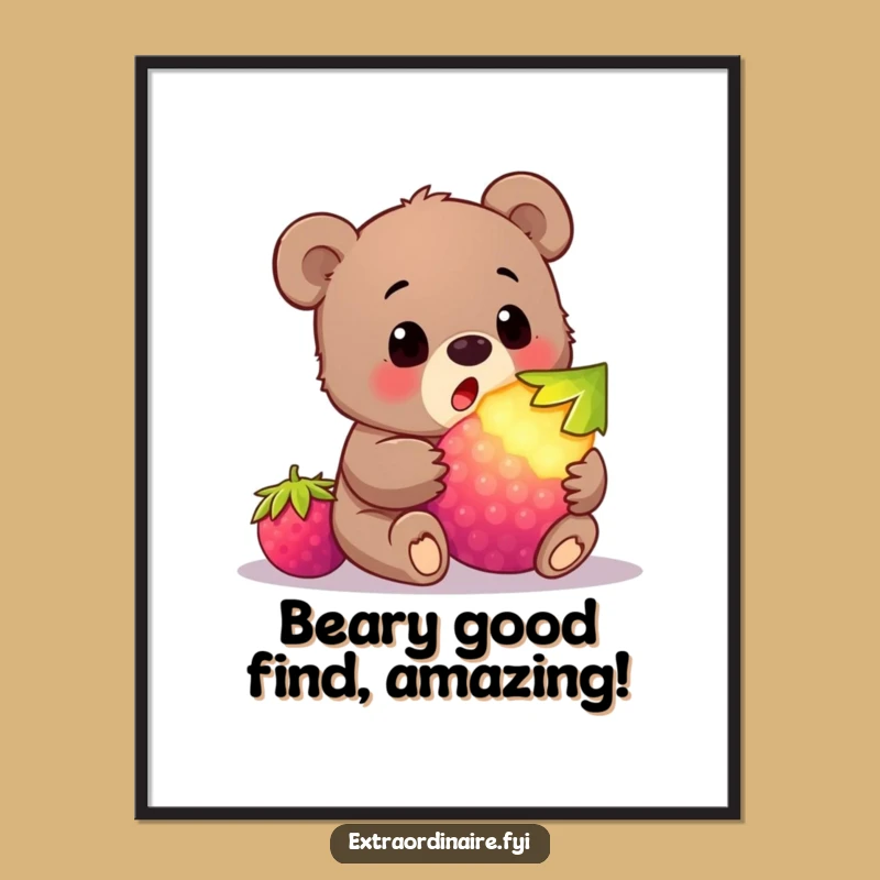 Free Printable Bear Cub Berry Surprise Wall Art - Humorous Downloadable Decor