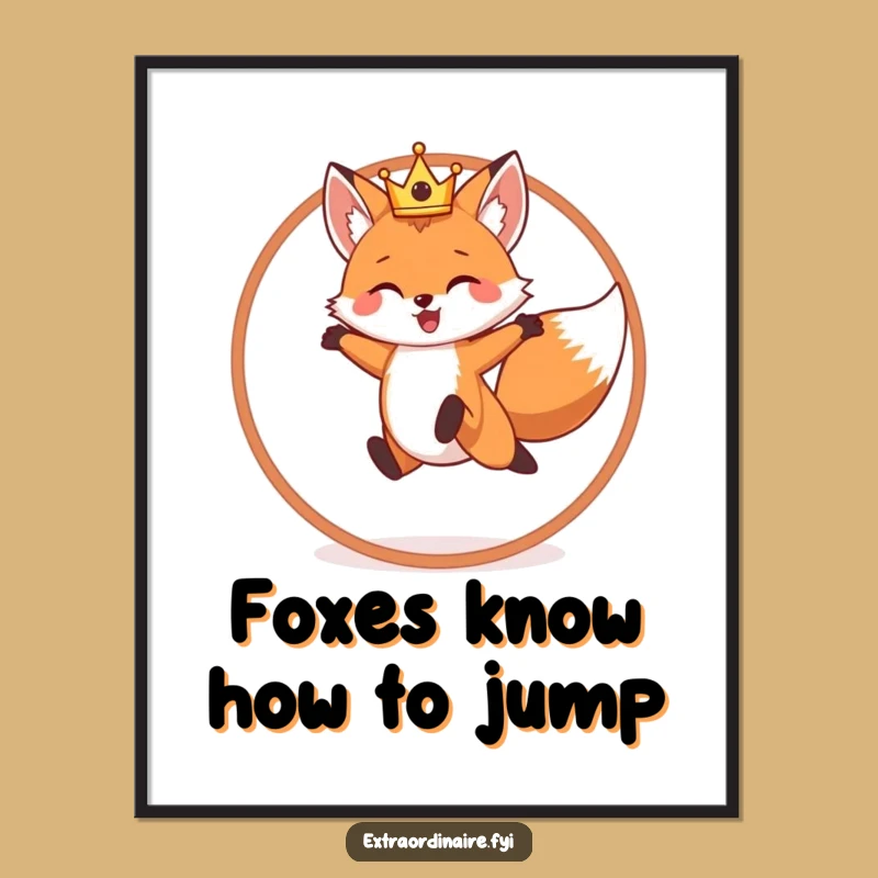 Free Printable Crowned Fox Jumping Funny Wall Art - Quirky Downloadable Decor