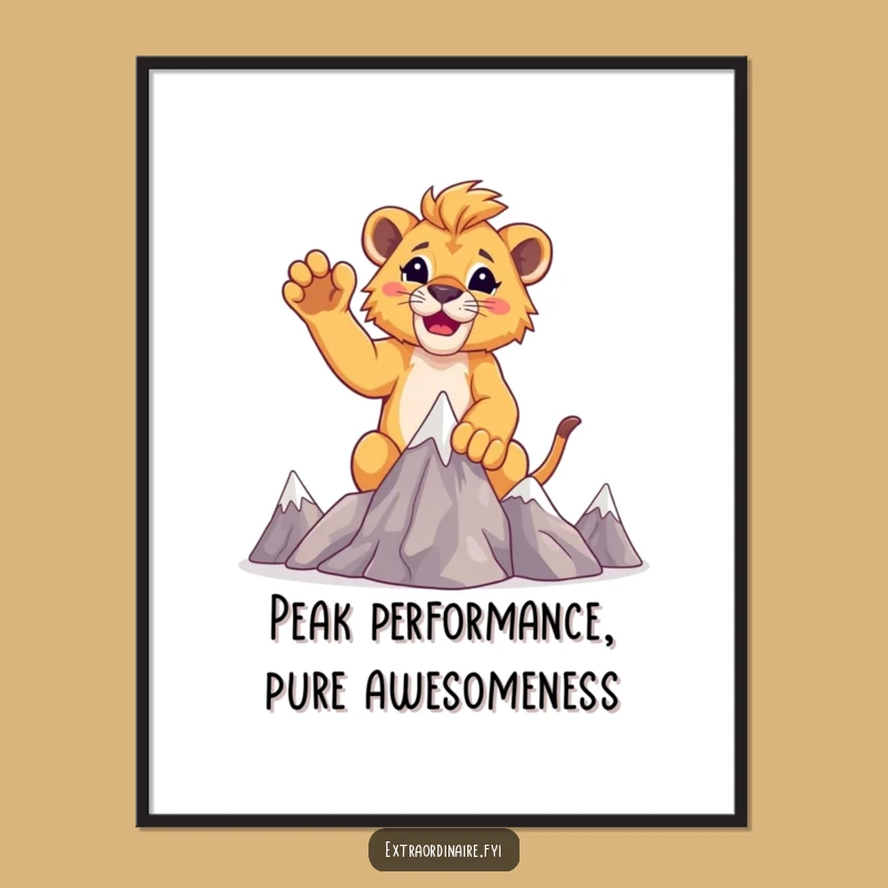 Free Printable Lion Cub Wall Art - Triumphant & Funny Downloadable Decor