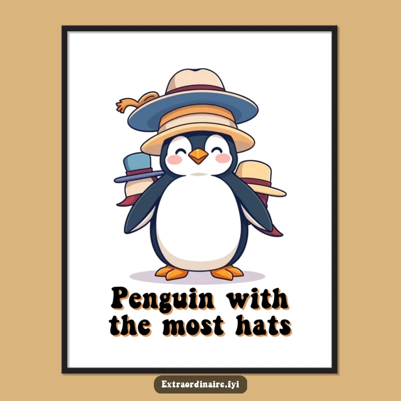 Free Printable Penguin Hat Wall Art - Silly DIY Downloadable Decor
