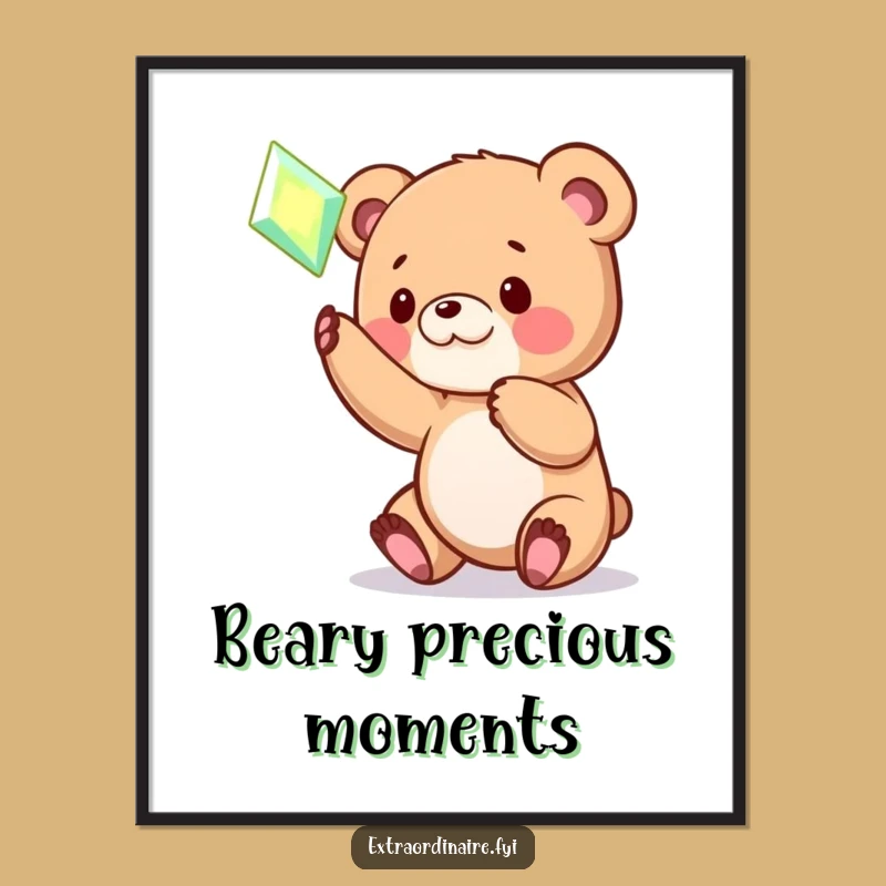 Free Printable Wall Art: Bear Cub Gem Hunt Whimsical Downloadable Decor