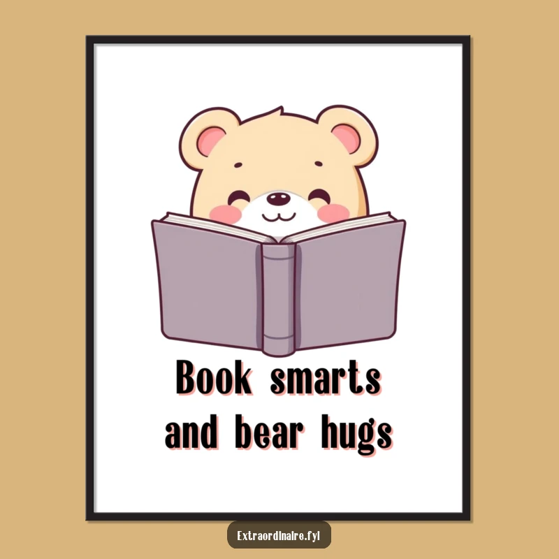 Free Printable Wall Art: Funny Bear Reading, Humorous Downloadable Decor for Book Lovers