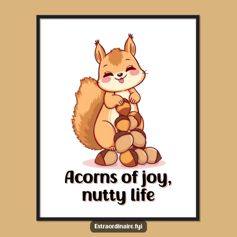 Free Printable Wall Art: Giggling Squirrel Acorns, Humorous Downloadable Decor for Nature Lovers