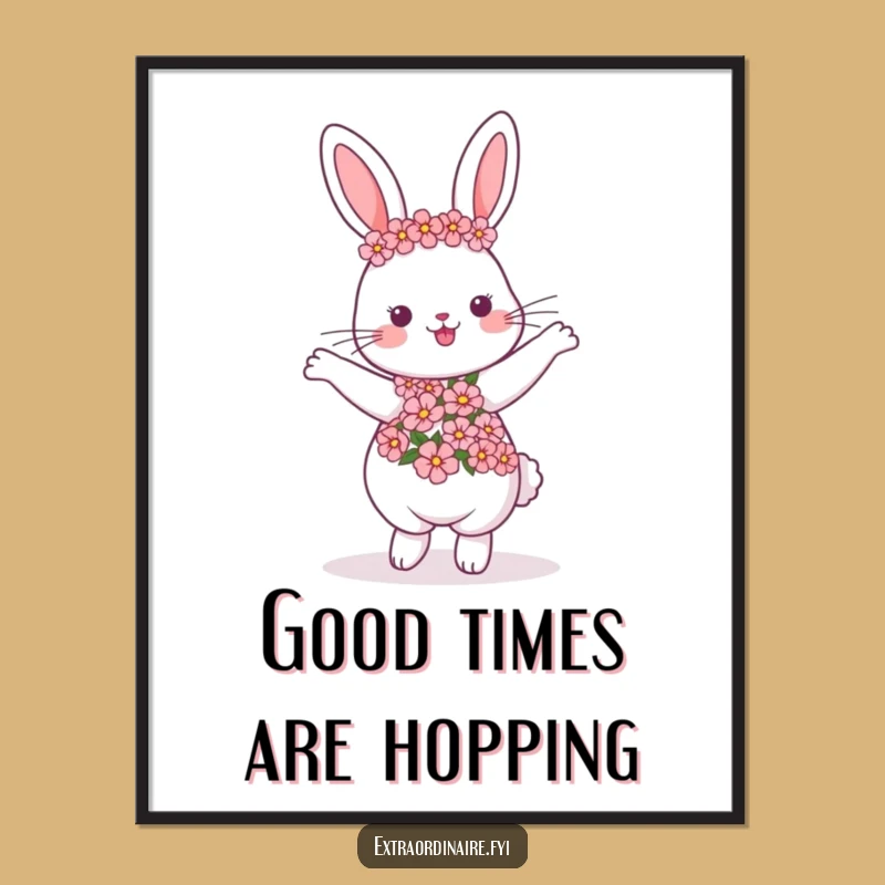 Funny Free Printable Wall Art: Dancing Rabbit, Whimsical Downloadable Decor