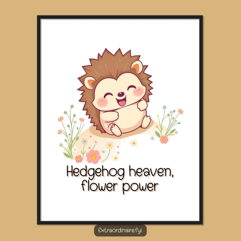 Joyful Free Printable Wall Art: Hedgehog's Happy Roll - Whimsical Downloadable Decor!