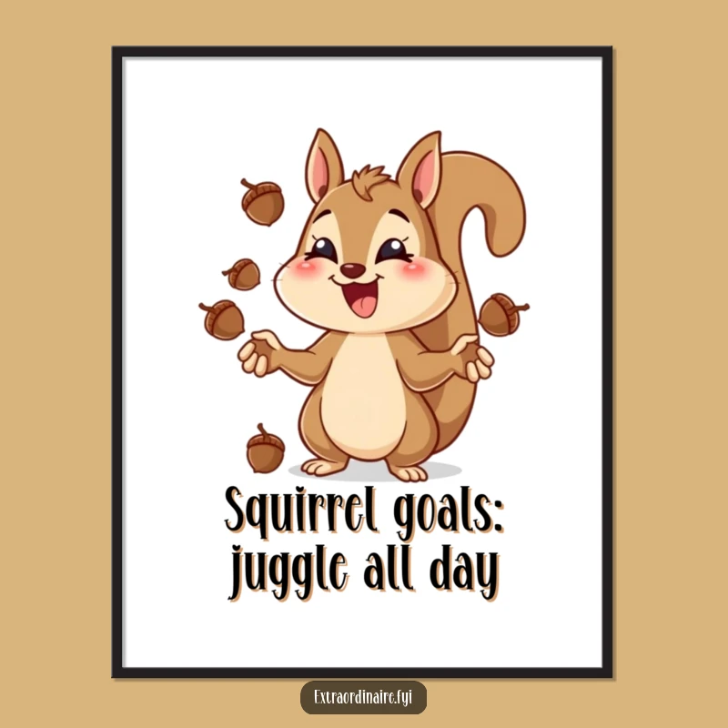 Juggling Squirrel Free Printable Wall Art - Acorn Artist Downloadable Decor